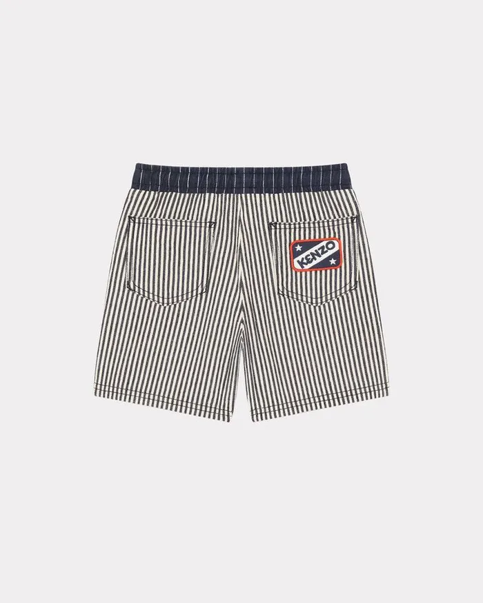 Kenzo Pants And Shorts Kids 039Sailor039 Striped Denim Bermuda Shorts Navy Blue