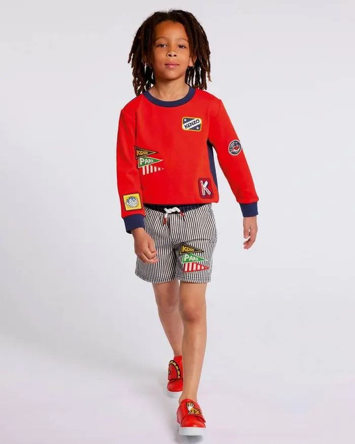Kenzo Pants And Shorts Kids 039Sailor039 Striped Denim Bermuda Shorts Navy Blue