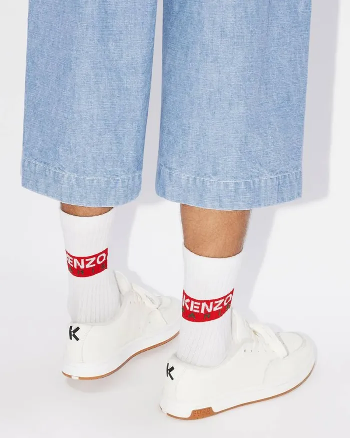 Kenzo Pants And Shorts Men Denim Military Short Trousers Stone Bleached Blue Denim
