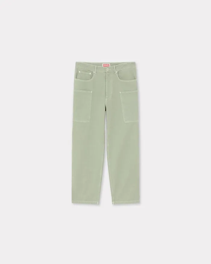 Kenzo Pants And Shorts Men Elephant Flag039 Cargo Jeans Almond Green
