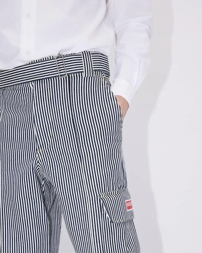 Kenzo Pants And Shorts MenWomen Straightcut Genderless ARMY Jeans Rinse Blue Denim