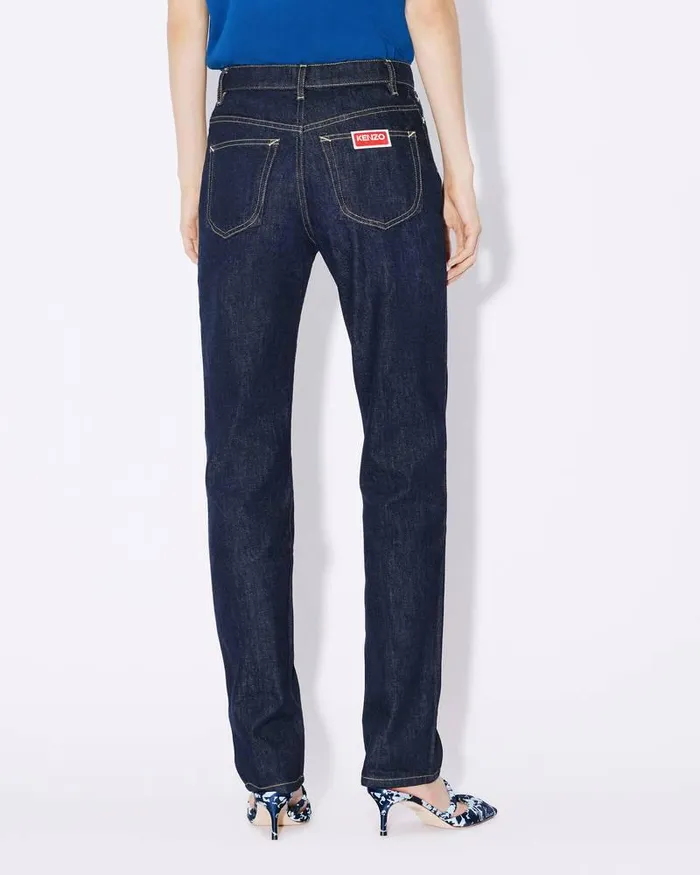 Kenzo Pants And Shorts Women ASAGAO Straight Jeans Rinse Blue Denim