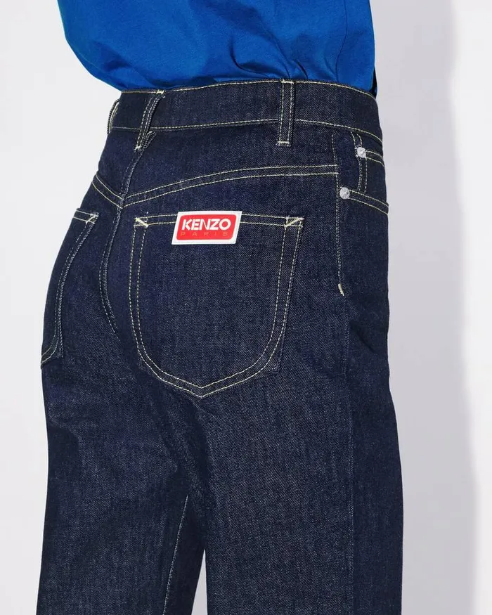 Kenzo Pants And Shorts Women ASAGAO Straight Jeans Rinse Blue Denim