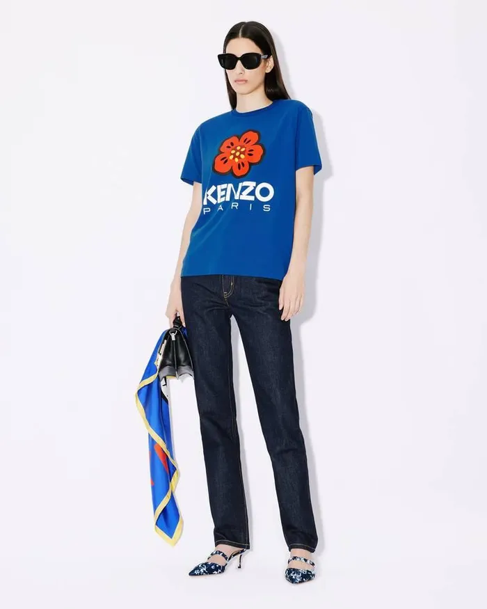 Kenzo Pants And Shorts Women ASAGAO Straight Jeans Rinse Blue Denim