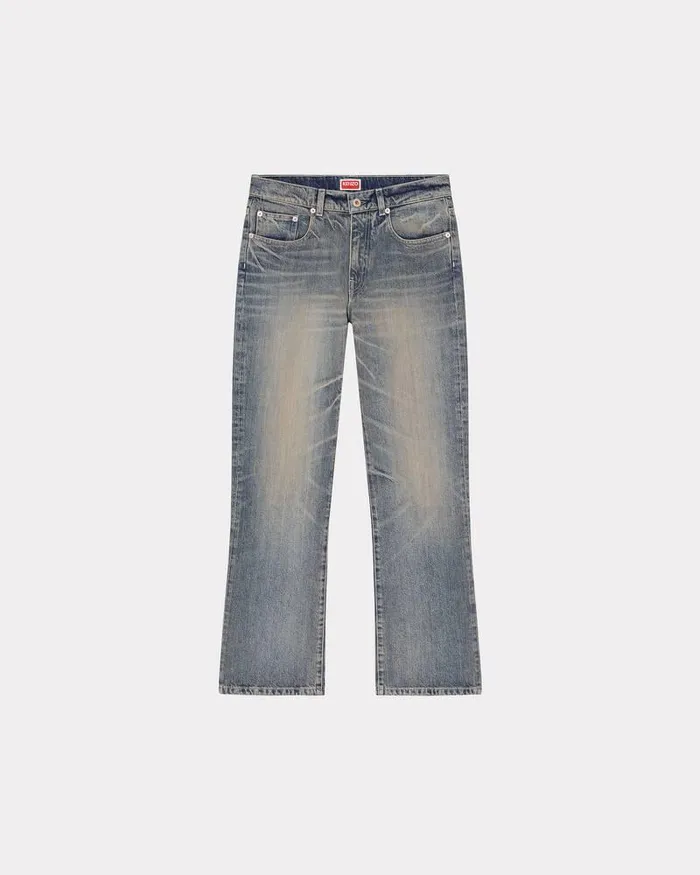 Kenzo Pants And Shorts Women BARA Cropped Japanese Denim Jeans Stone Bl Dirty Blue Denim