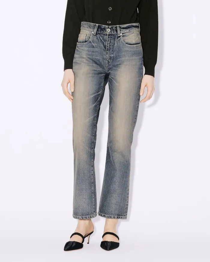 Kenzo Pants And Shorts Women BARA Cropped Japanese Denim Jeans Stone Bl Dirty Blue Denim