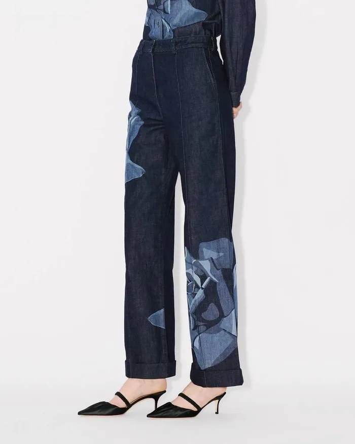 Kenzo Pants And Shorts Women Rose039 Tailored Denim Pants Rinse Blue Denim