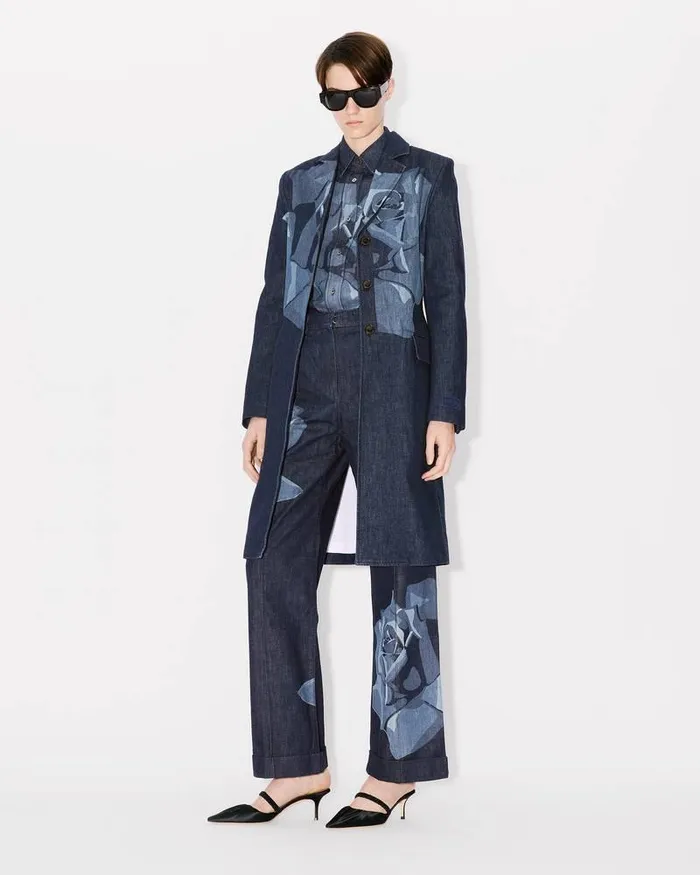 Kenzo Pants And Shorts Women Rose039 Tailored Denim Pants Rinse Blue Denim