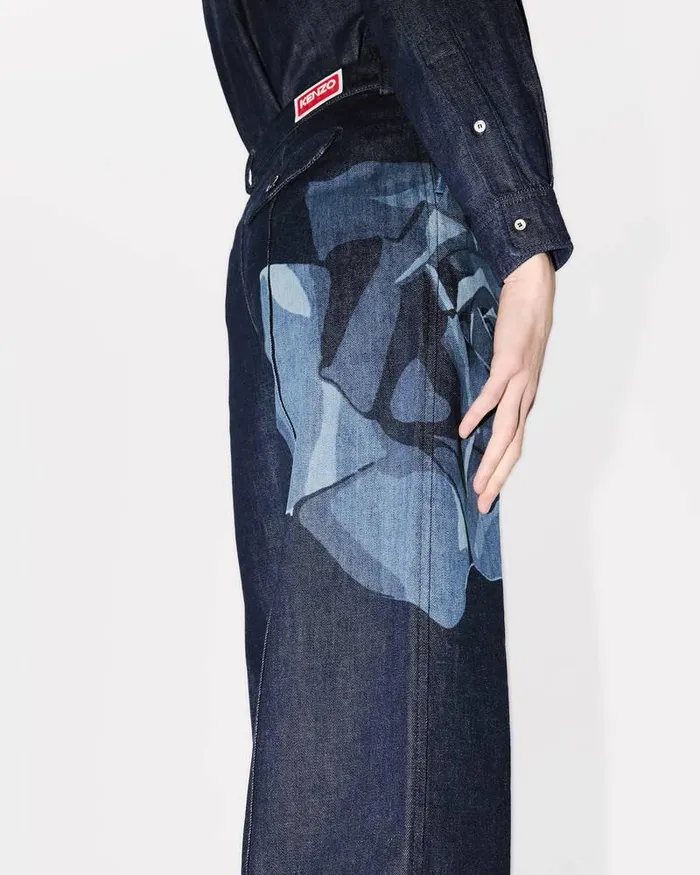 Kenzo Pants And Shorts Women Rose039 Tailored Denim Pants Rinse Blue Denim