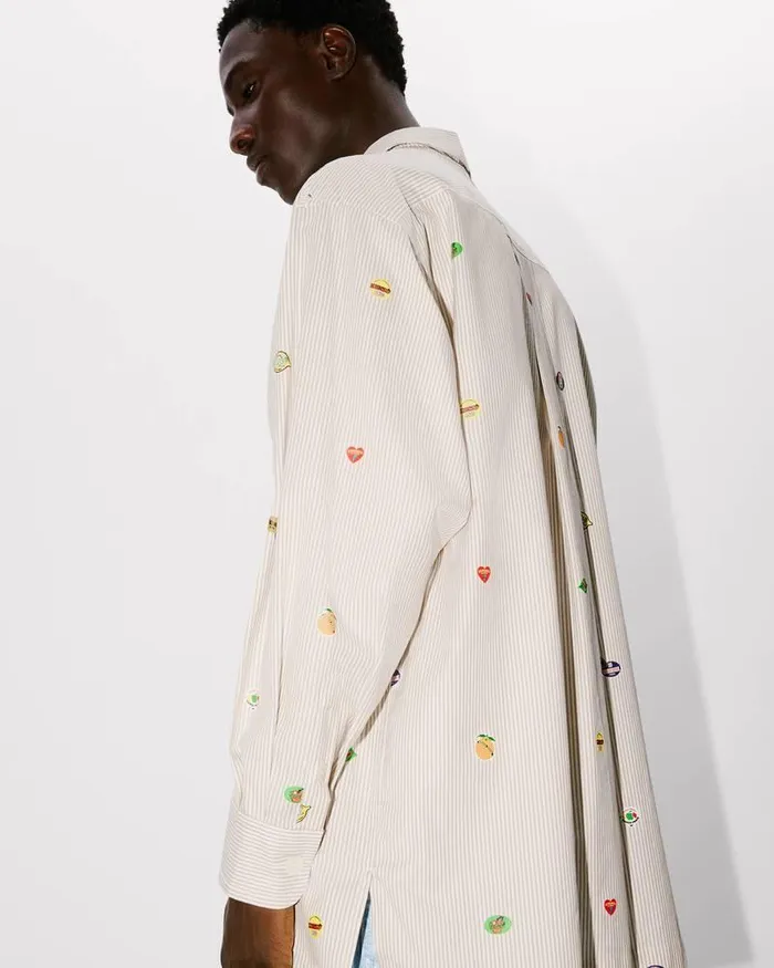 Kenzo Shirts Men Fruit Stickers039 Oversized Shirt Camel