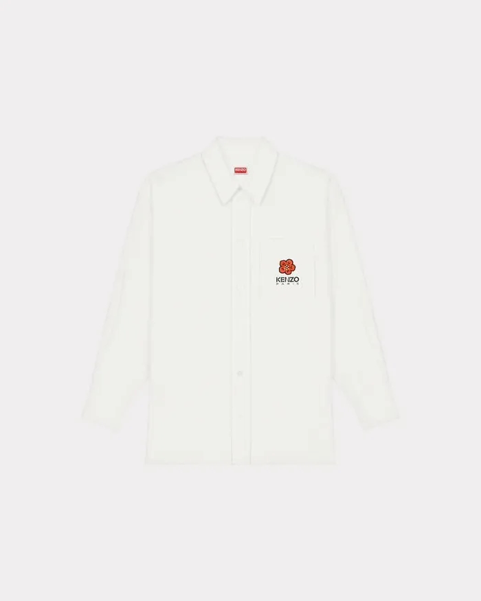 Kenzo Shirts Men Oversized 039Boke Flower039 Embroidered Shirt Off White