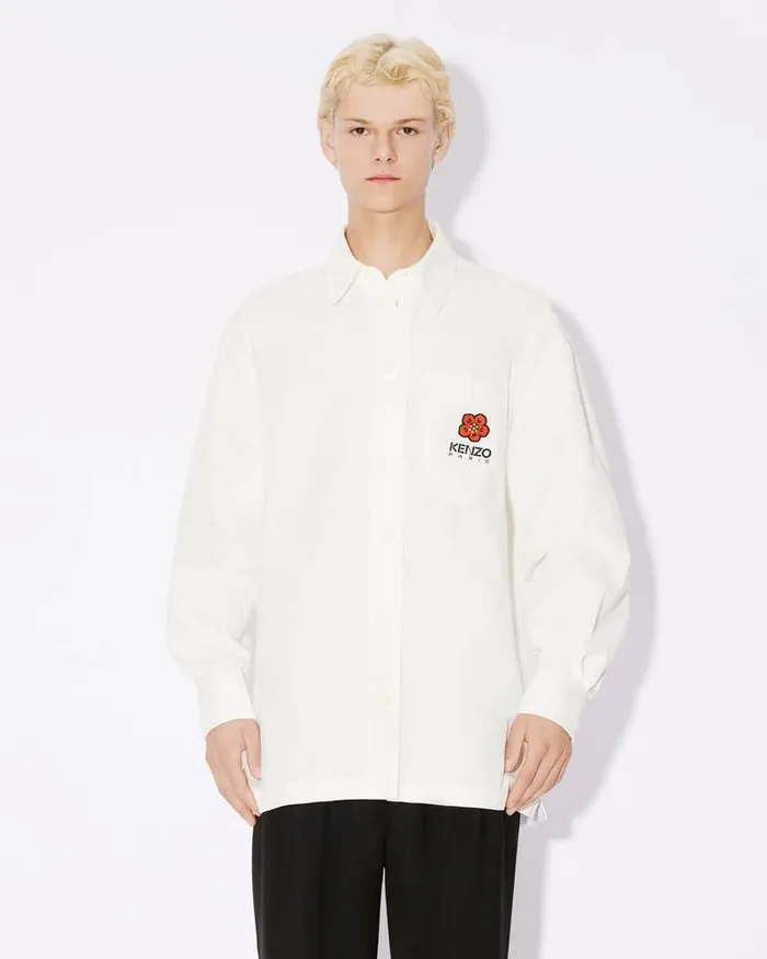 Kenzo Shirts Men Oversized 039Boke Flower039 Embroidered Shirt Off White