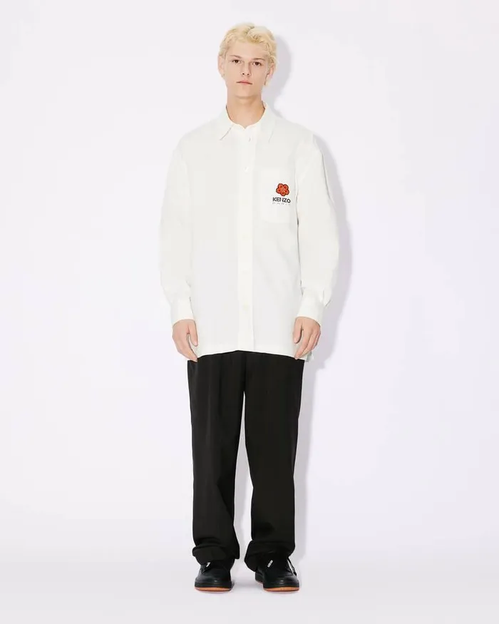 Kenzo Shirts Men Oversized 039Boke Flower039 Embroidered Shirt Off White
