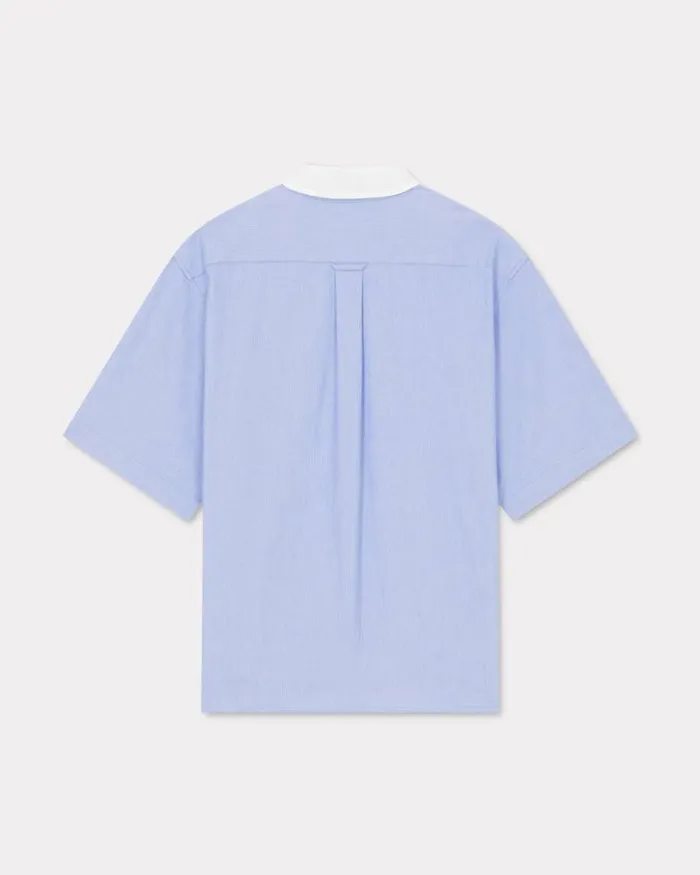 Kenzo Shirts Men Stripes Short Sleeve Shirt Sky Blue