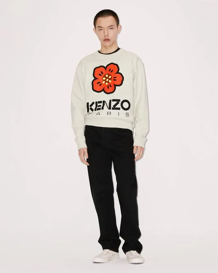 Kenzo Sweatshirts And Hoodies Men 039Boke Flower039 Sweatshirt Pale Grey