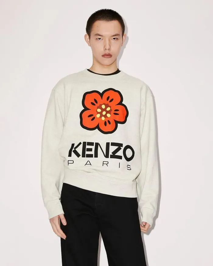 Kenzo Sweatshirts And Hoodies Men 039Boke Flower039 Sweatshirt Pale Grey