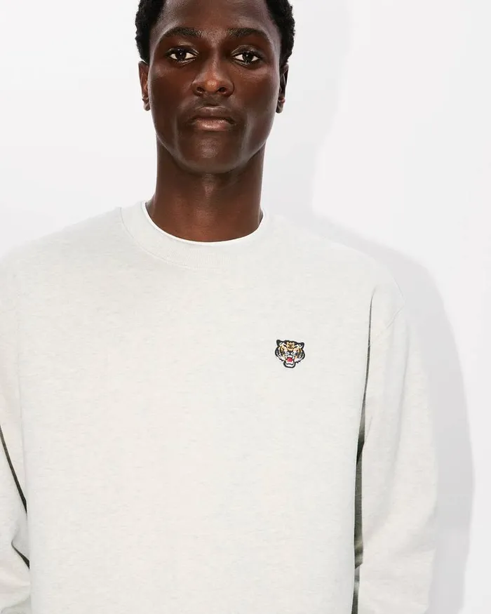 Kenzo Sweatshirts And Hoodies Men 039Lucky Tiger039 Embroidered Classic Sweatshirt Pale Grey