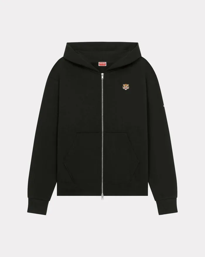 Kenzo Sweatshirts And Hoodies Men 039Lucky Tiger039 Embroidered Zipup Hoodie Black
