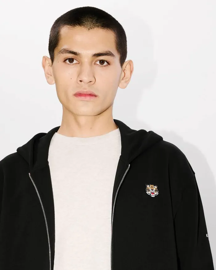 Kenzo Sweatshirts And Hoodies Men 039Lucky Tiger039 Embroidered Zipup Hoodie Black