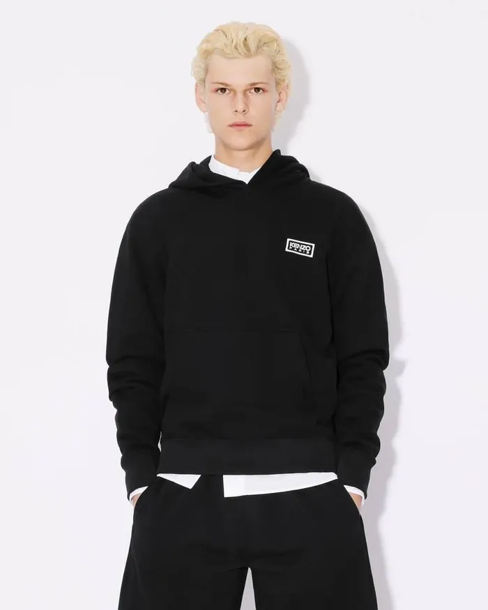 Kenzo Sweatshirts And Hoodies Men Bicolor Paris039 Embroidered Hoodie Black