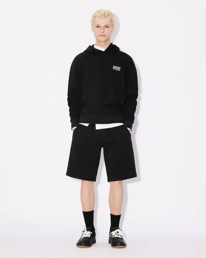 Kenzo Sweatshirts And Hoodies Men Bicolor Paris039 Embroidered Hoodie Black