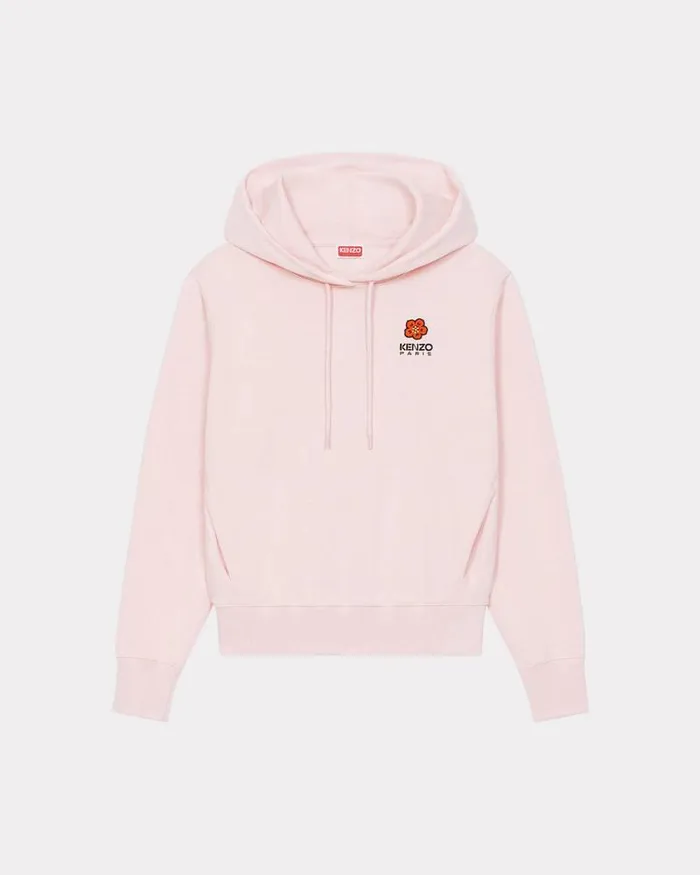 Kenzo Sweatshirts And Hoodies Women 039Boke Flower039 Embroidered Hooded Sweatshirt Faded Pink