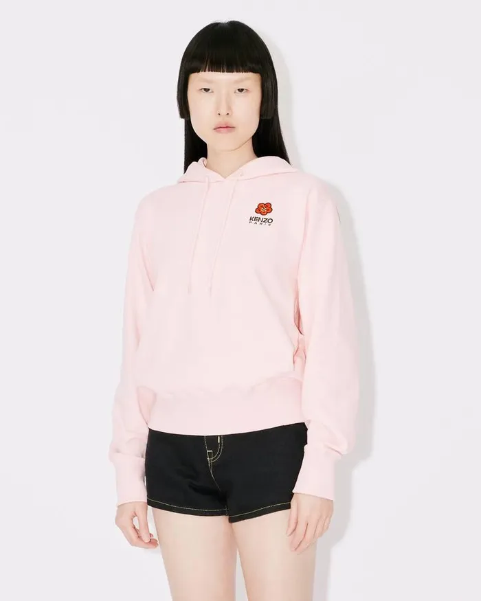 Kenzo Sweatshirts And Hoodies Women 039Boke Flower039 Embroidered Hooded Sweatshirt Faded Pink