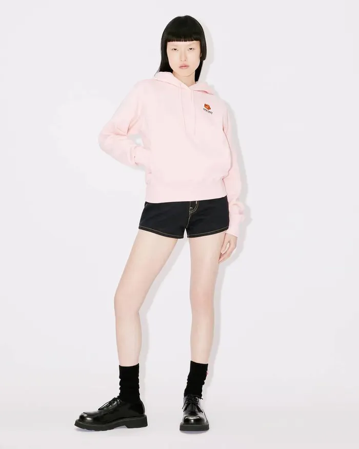 Kenzo Sweatshirts And Hoodies Women 039Boke Flower039 Embroidered Hooded Sweatshirt Faded Pink