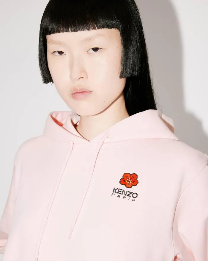 Kenzo Sweatshirts And Hoodies Women 039Boke Flower039 Embroidered Hooded Sweatshirt Faded Pink