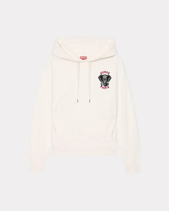 Kenzo Sweatshirts And Hoodies Women Hooded 039 Elephant Crest039 Embroidered Sweatshirt Off White