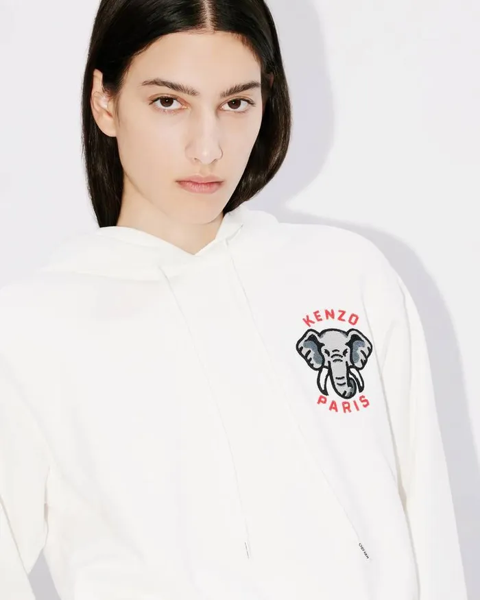 Kenzo Sweatshirts And Hoodies Women Hooded 039 Elephant Crest039 Embroidered Sweatshirt Off White