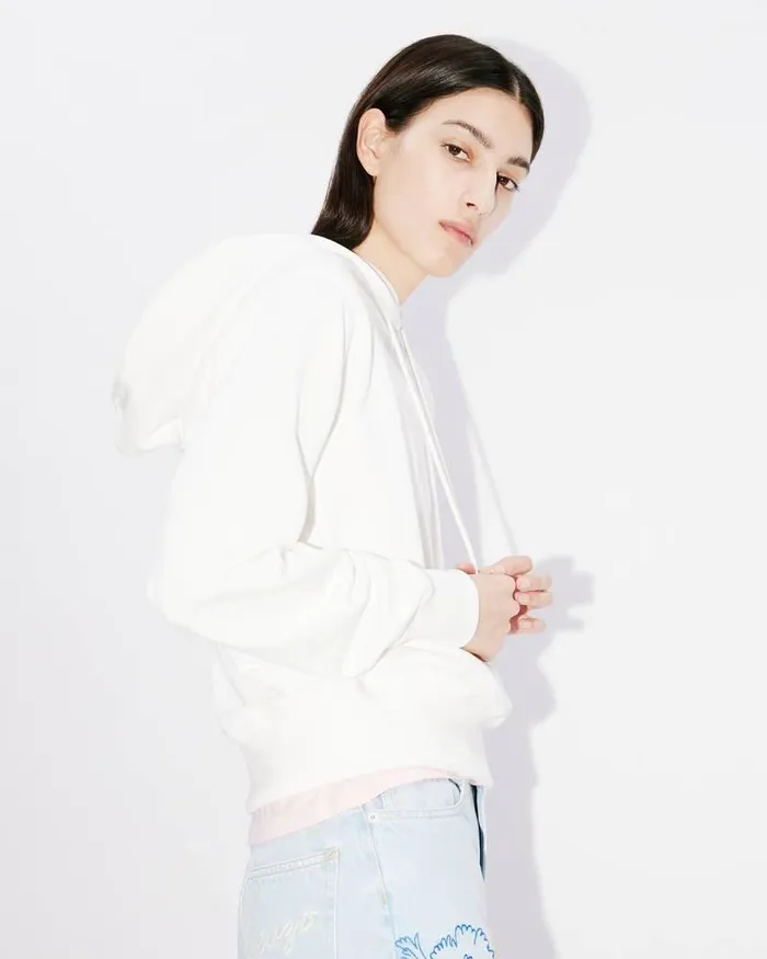 Kenzo Sweatshirts And Hoodies Women Hooded 039 Elephant Crest039 Embroidered Sweatshirt Off White