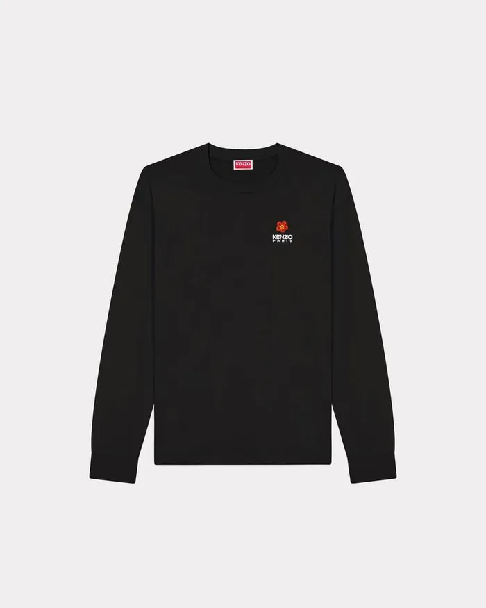 Kenzo TShirts And Polos Men 039Boke Flower039 Embroidered Longsleeved Tshirt Black