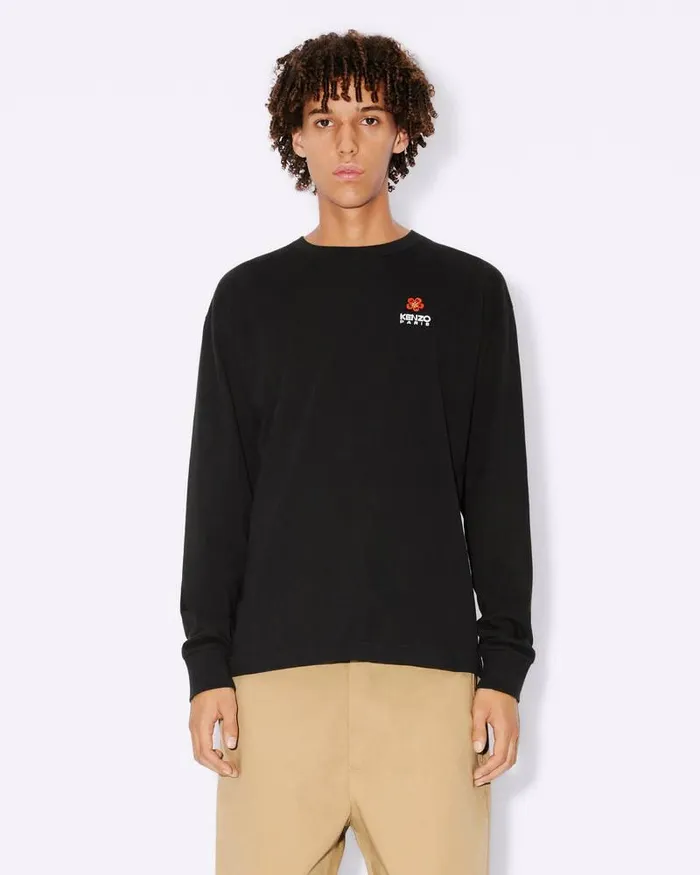 Kenzo TShirts And Polos Men 039Boke Flower039 Embroidered Longsleeved Tshirt Black