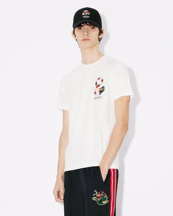 Kenzo TShirts And Polos Men 039Year Of The Dragon039 Embroidered Slim Tshirt Off White