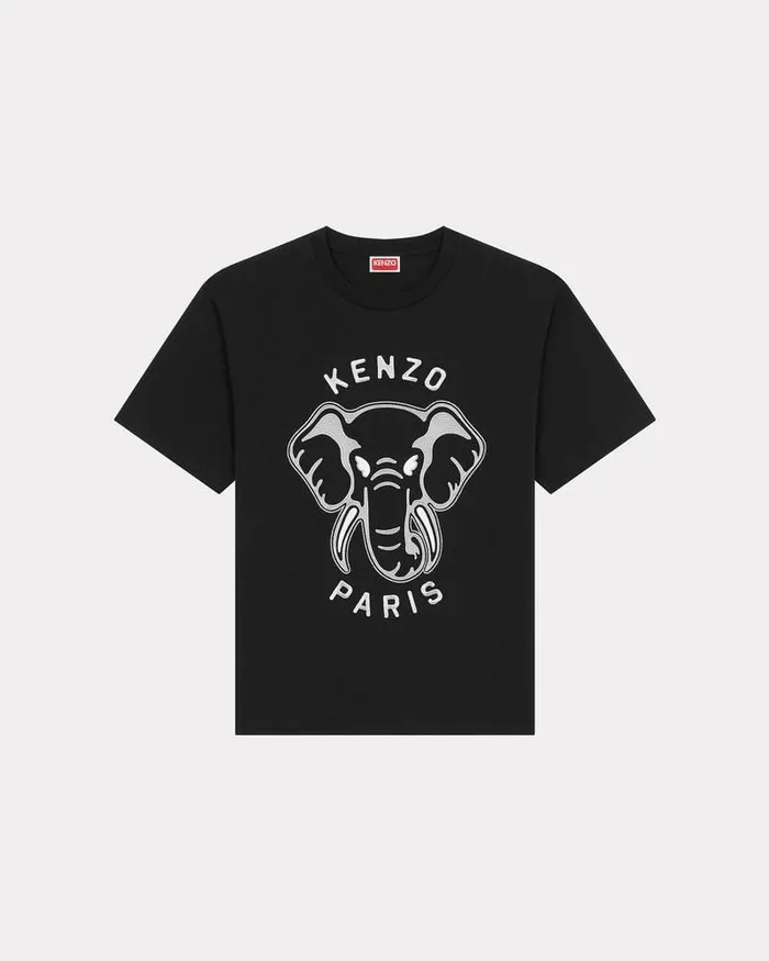 Kenzo TShirts And Polos Men Elephant039 Oversized Embroidered Tshirt Black