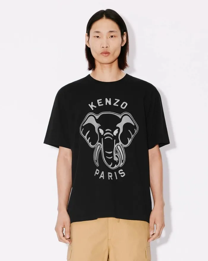 Kenzo TShirts And Polos Men Elephant039 Oversized Embroidered Tshirt Black