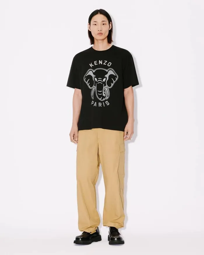 Kenzo TShirts And Polos Men Elephant039 Oversized Embroidered Tshirt Black