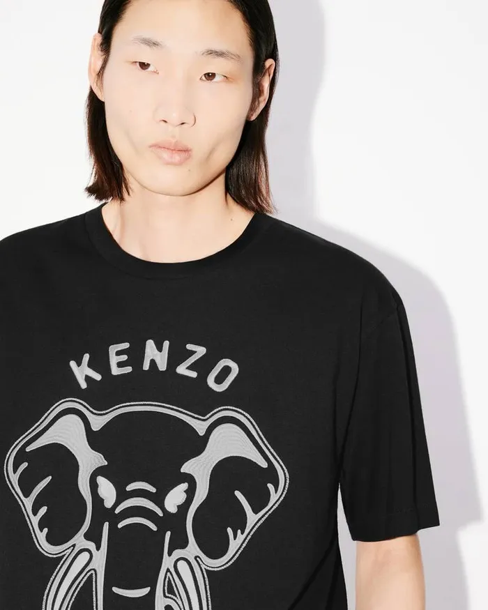 Kenzo TShirts And Polos Men Elephant039 Oversized Embroidered Tshirt Black