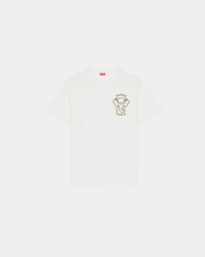 Kenzo TShirts And Polos Men Varsity Jungle039 Elephant Tshirt Off White