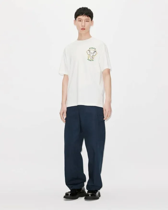 Kenzo TShirts And Polos Men Varsity Jungle039 Elephant Tshirt Off White