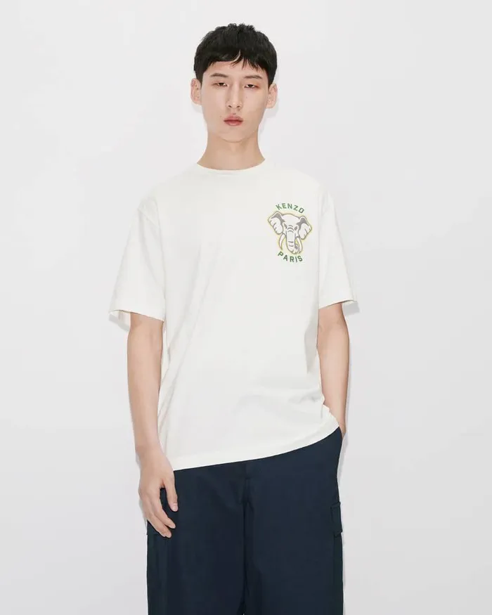 Kenzo TShirts And Polos Men Varsity Jungle039 Elephant Tshirt Off White