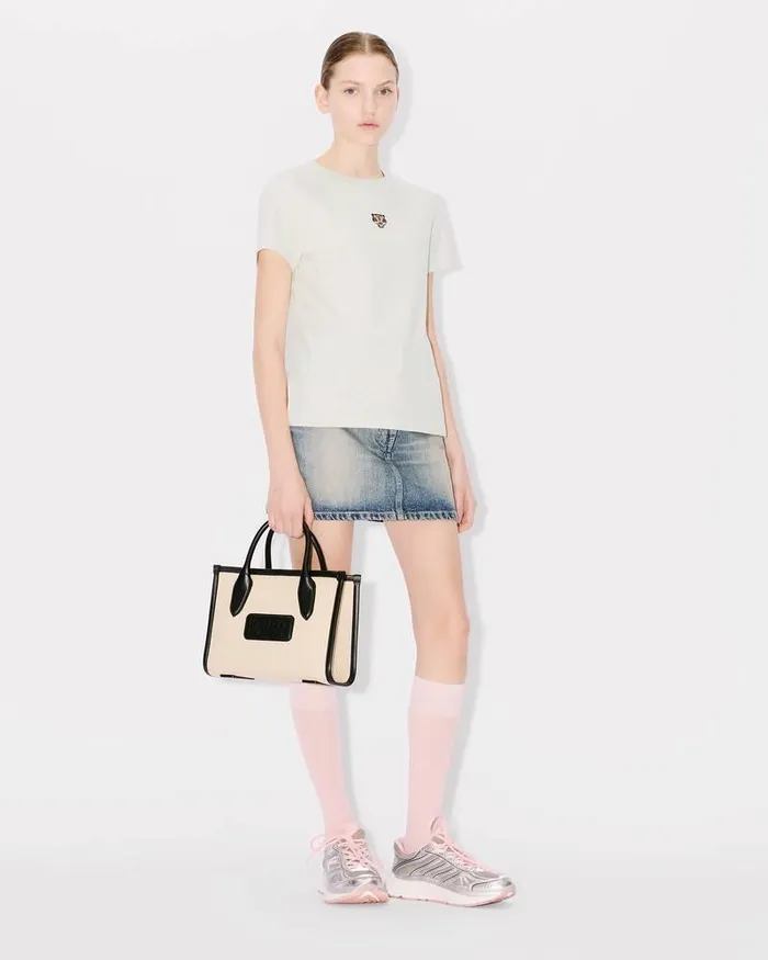 Kenzo TShirts And Polos Women 039Lucky Tiger039 Embroidered Classic Tshirt Pale Grey