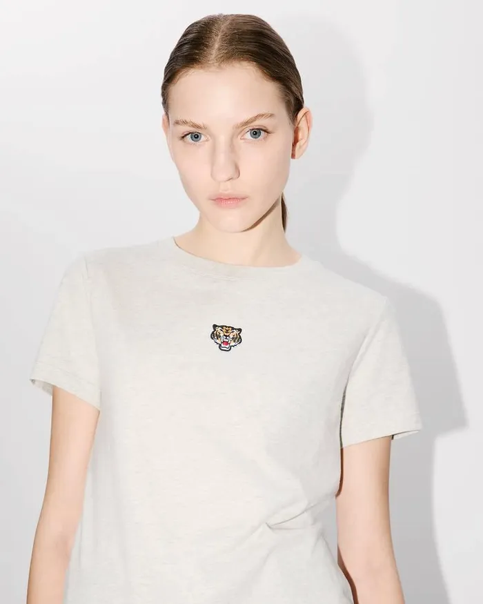 Kenzo TShirts And Polos Women 039Lucky Tiger039 Embroidered Classic Tshirt Pale Grey