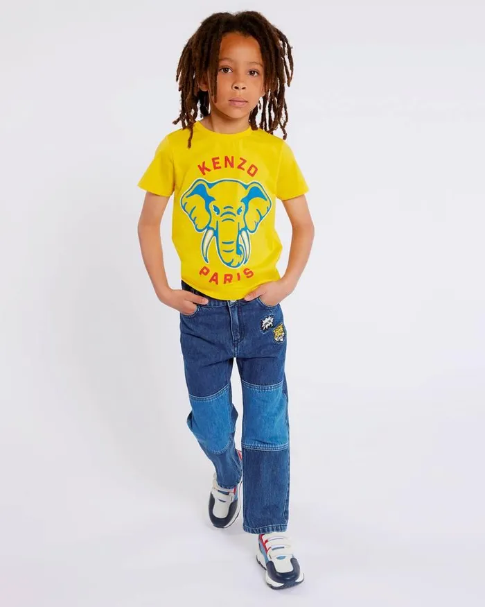 Kenzo TShirts And Sweatshirts Kids Shortsleeved Cotton Tshirt Golden Yellow