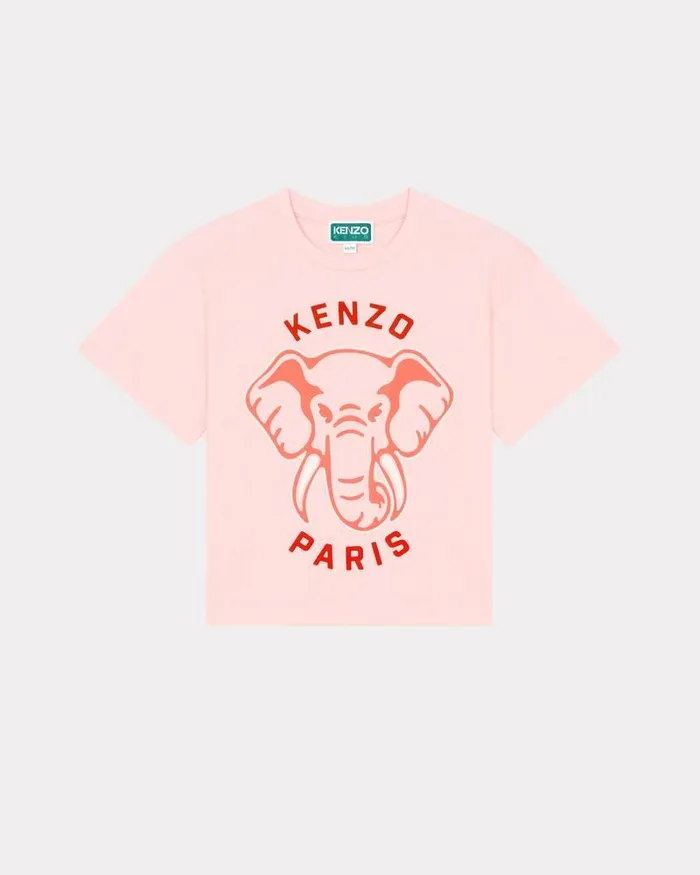Kenzo TShirts And Sweatshirts Kids Tshirt In Cotton With An Elephant Print Pastel Pink