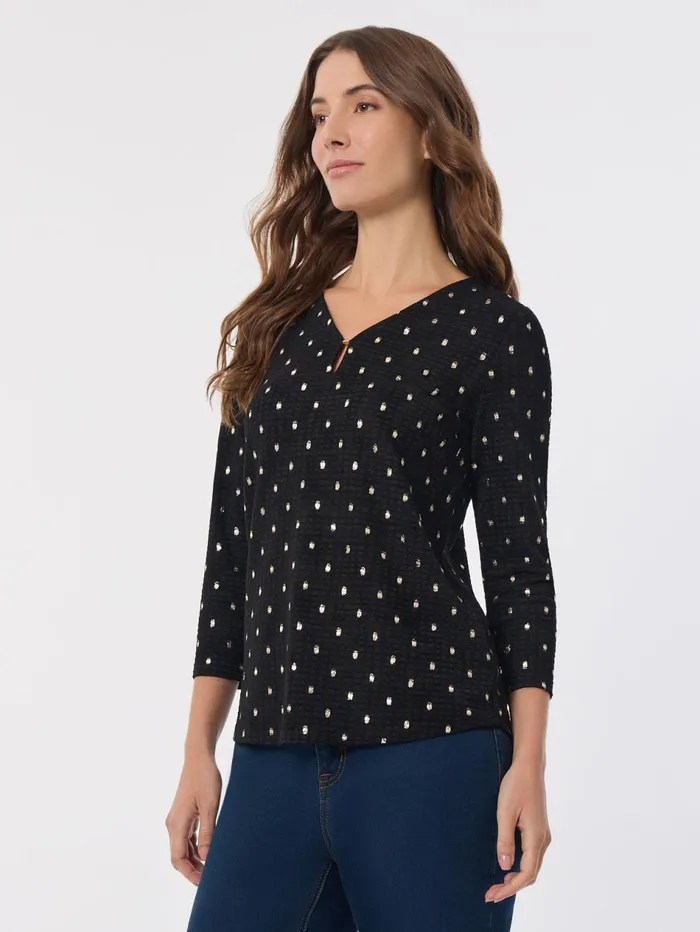 Keyhole Neckline Sparkle Accent Top Women Jones New York Tops and Blouses Keyhole Neckline Sparkle Accent Top Women Jones New York Tops and Blouses