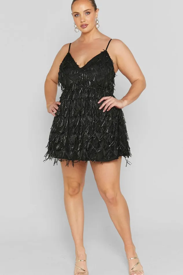 Khrizza Mini Dress 8211 Sequin Gathered Dress In Black Women Showpo Curve Clothes
