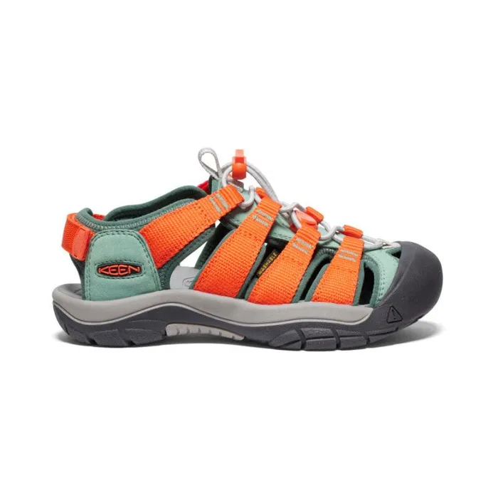 Kids KEEN Playground Big Kids039 Newport Boundless Granite GreenScarlet Ibis Sandal