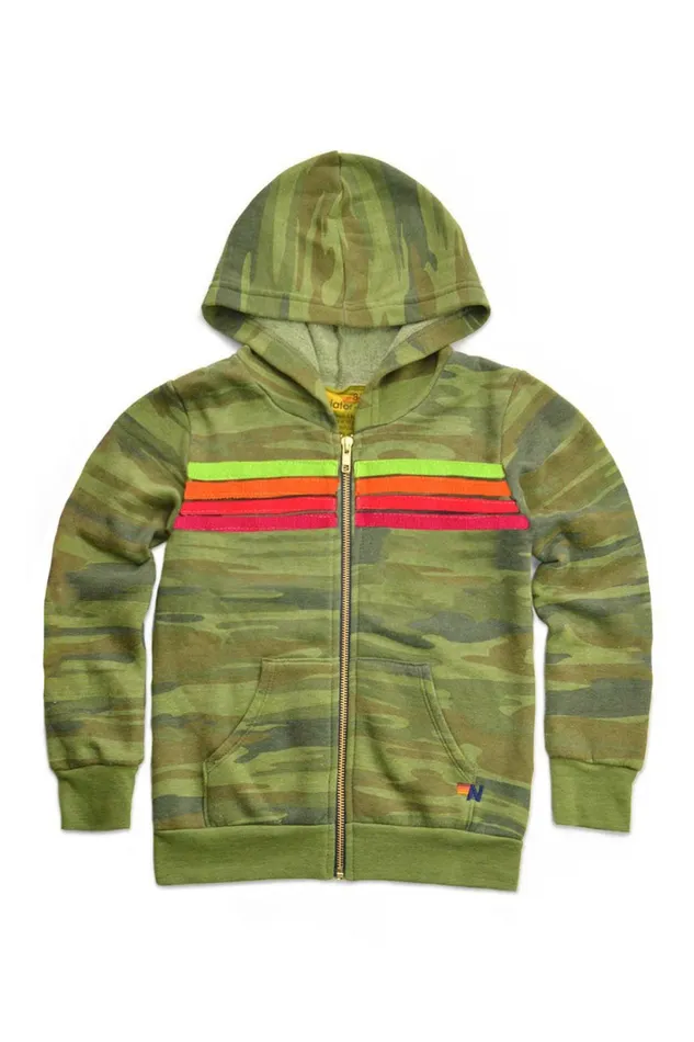 Kids KID039S 4 STRIPE HOODIE 8211 CAMO NEON STRIPES Aviator Nation